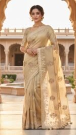 Organza Applique and embroidery Saree