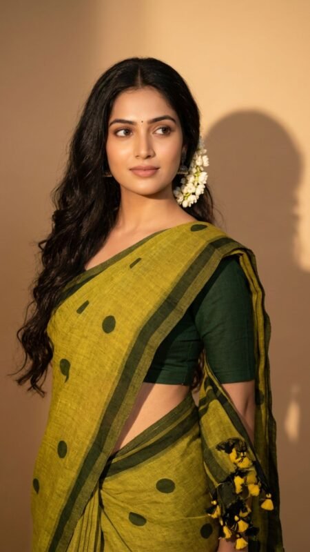 Khadi Cotton with Polka dots Saree