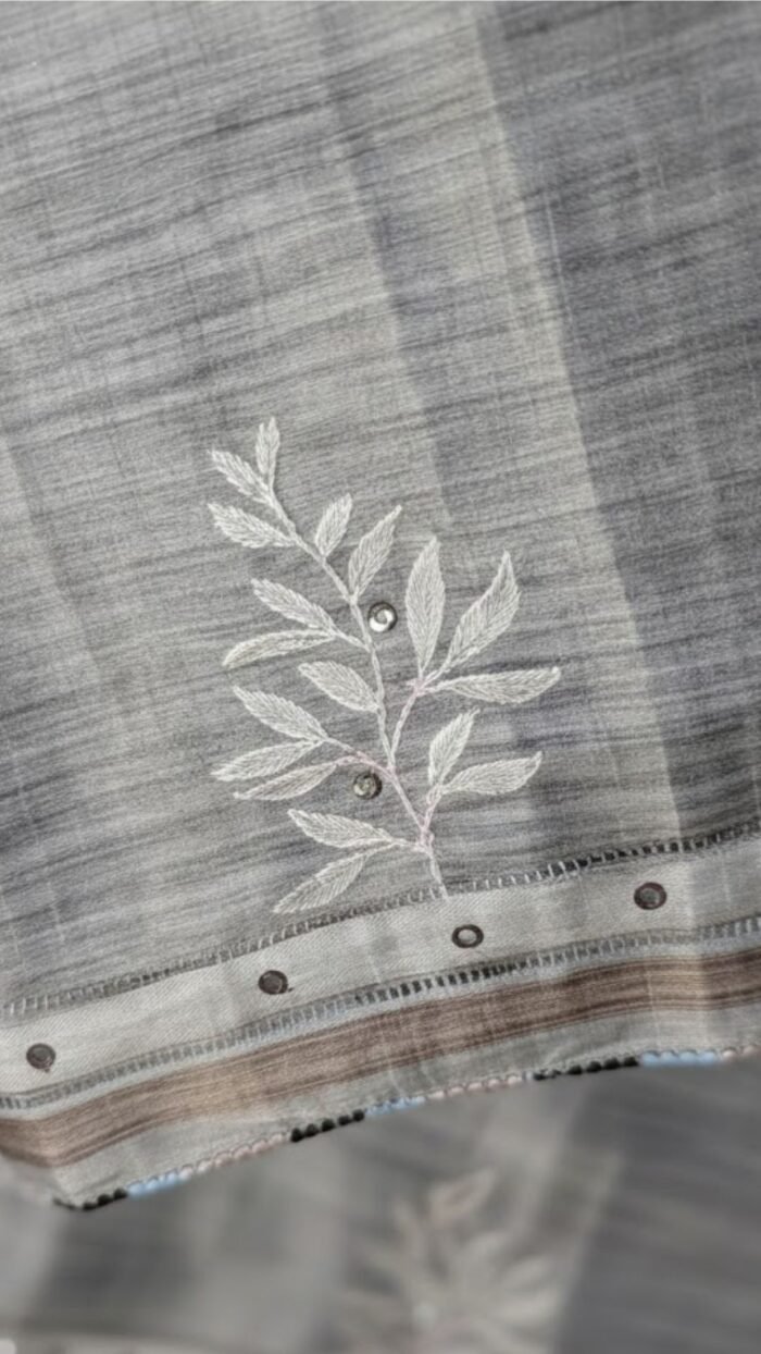 Kota Tissue Silk Saree (Metallic grey) - Image 2