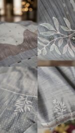 Kota Tissue Silk Saree (Metallic grey) - Image 3