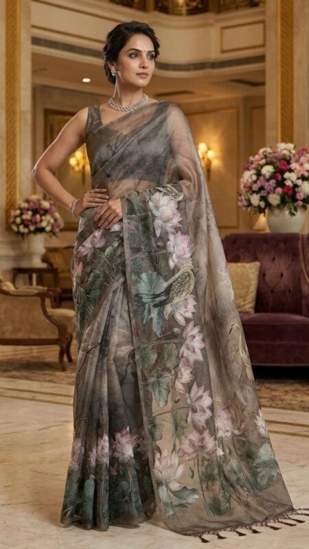 Organza with Aari work Saree