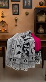 Pure Cotton Saree (Pink and White) - Image 3