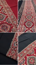 Pure Modal Saree (Black and red) - Image 3