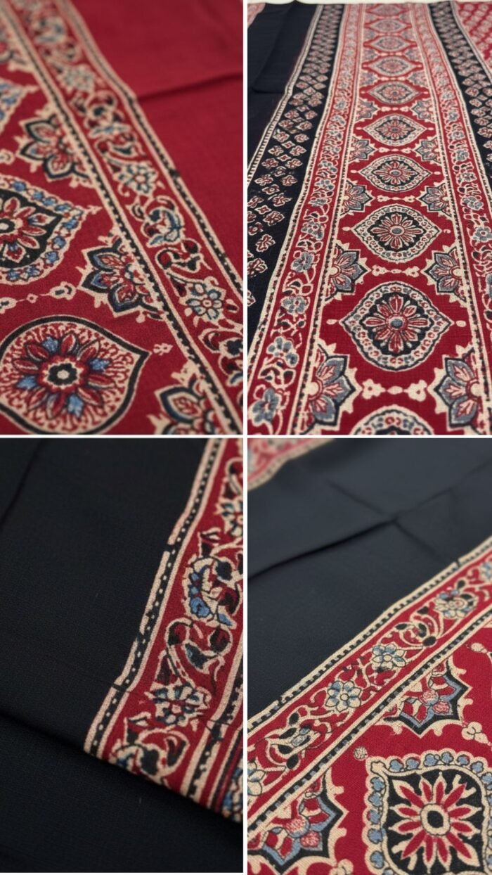 Pure Modal Saree (Black and red) - Image 3