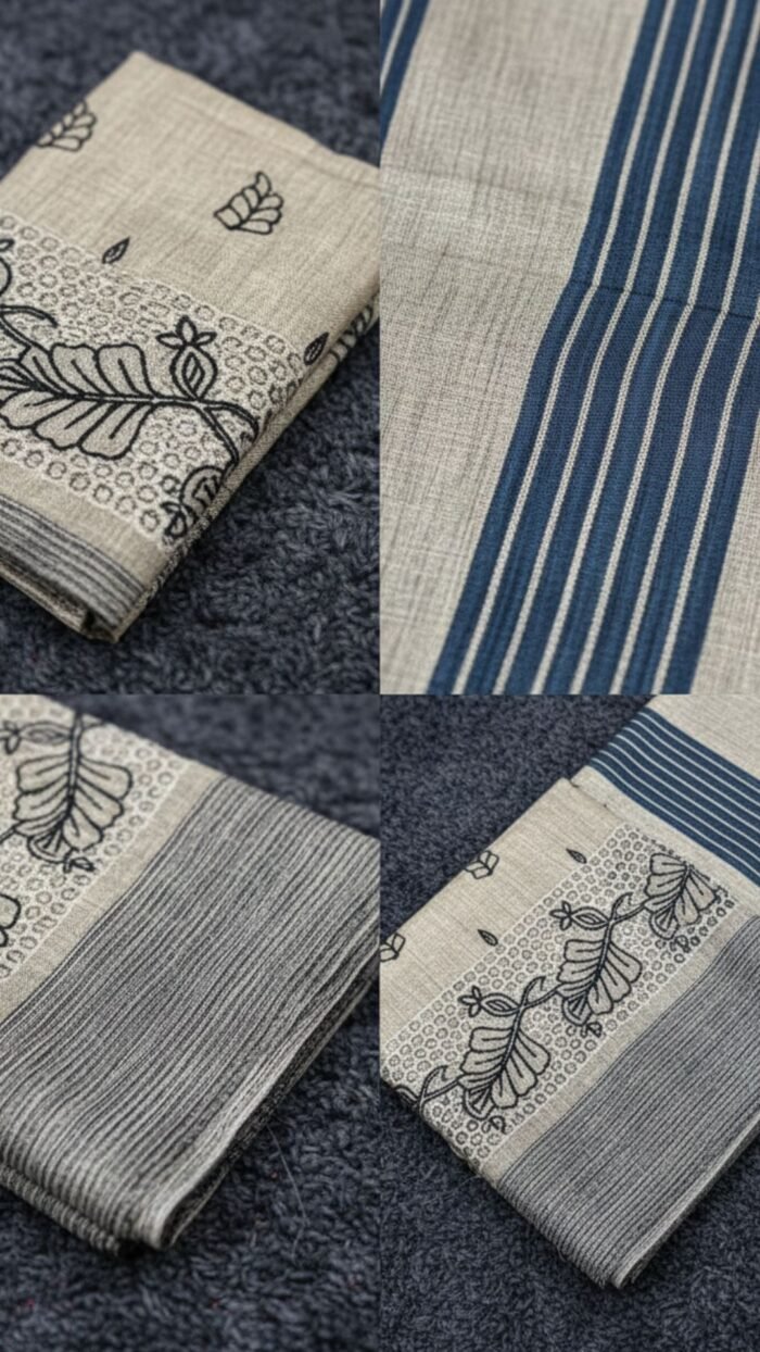 Semi Modal saree (Black and Beige)